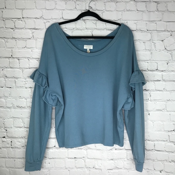 Lucky Brand Tops - Lucky Brand Blue Ruffled Sweatshirt top M